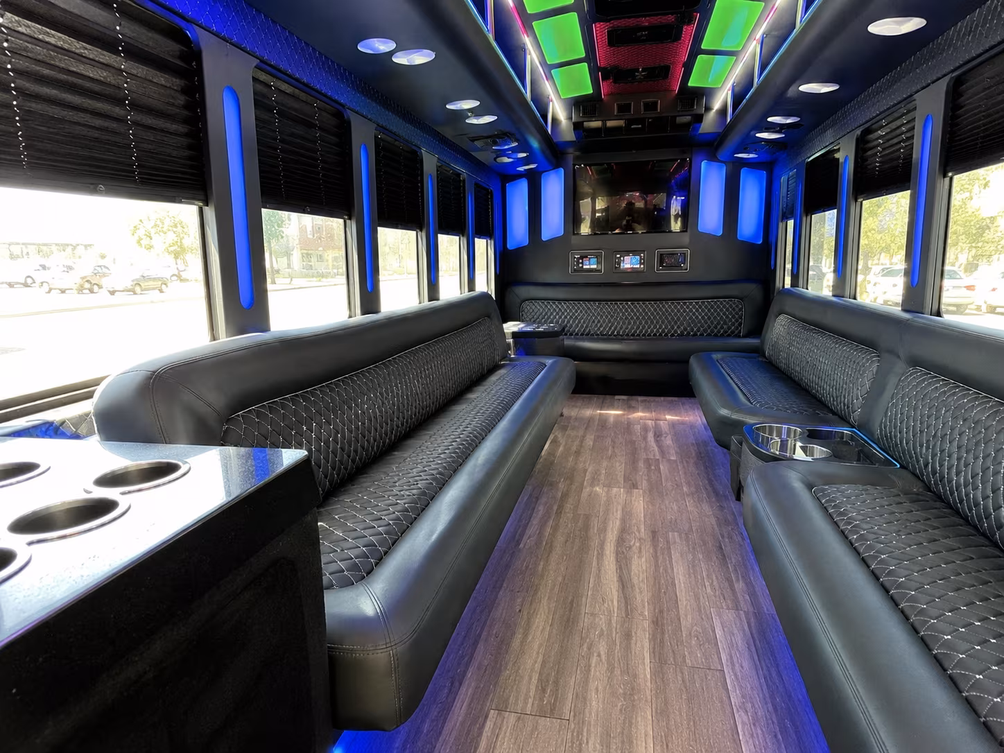 southgate 15 passenger party bus inside