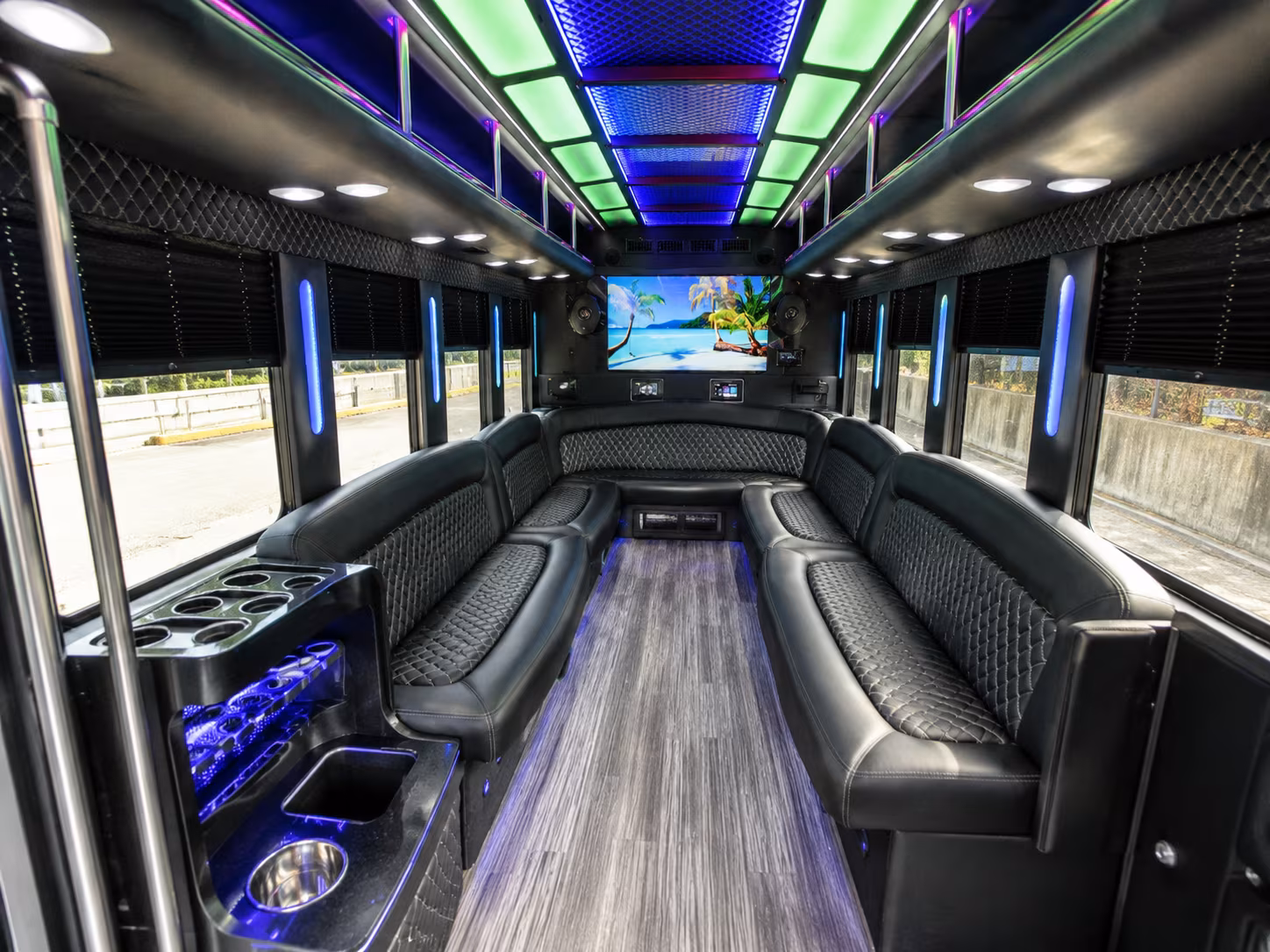 southgate 18 passenger party bus inside
