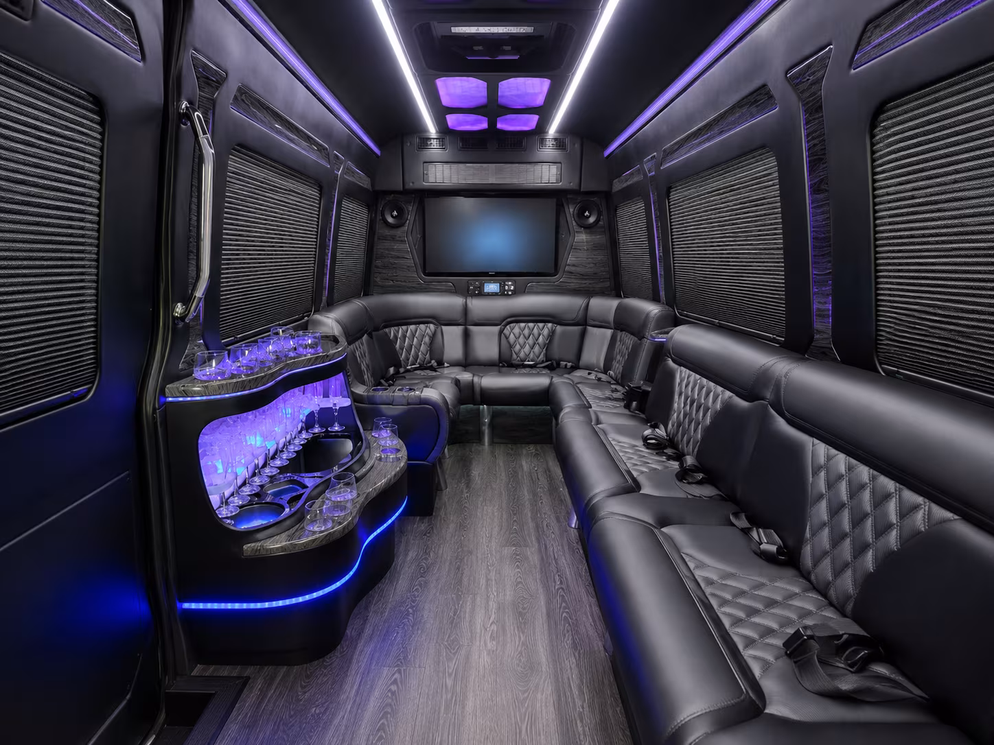 southgate 50 passenger party bus inside
